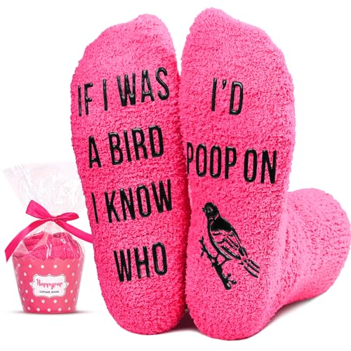 HAPPYPOP Funny Fuzzy Bird Flamingo Socks - Crazy Bird Flamingo Gifts for Women Animal Socks