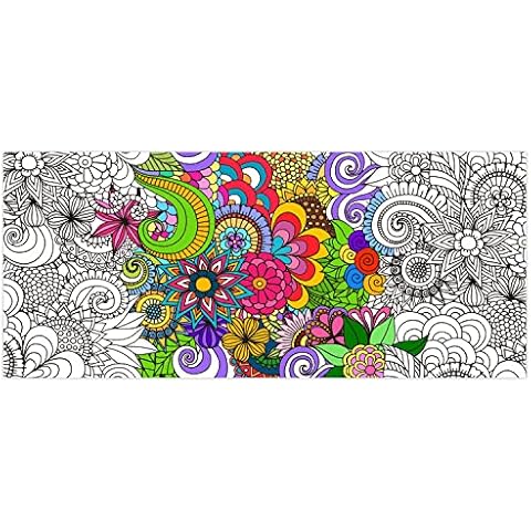 Dvbonike Jumbo Mandala Coloring Poster Giant Flower DIY Drawing Paper Art Blank Banner 55.1 x 23.6 Inch Coloring Table Cover Wall Decoration School Group Activities for Kids Arts Craft Party Suppiles Cover