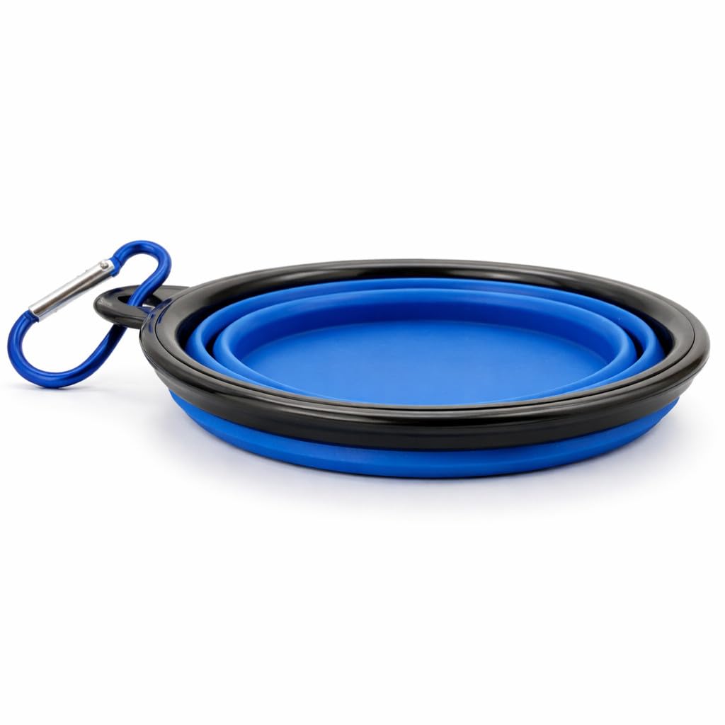 Cutie's PetBox Faltbarer Reise-Wasser- und Futternapf für Hunde und Katzen, 350 ml Volumen, volle Höhe 5,1 cm, Blau