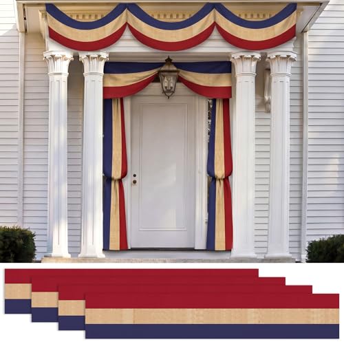 Gilprop 4 Pcs Vintage Tea-stained Bunting America Flag with Star 250th Anniversary Patriotic Decoration Triangle Flag Garland Front Door Display for 4th of July Independence Day (style3 20 in x 20ft)