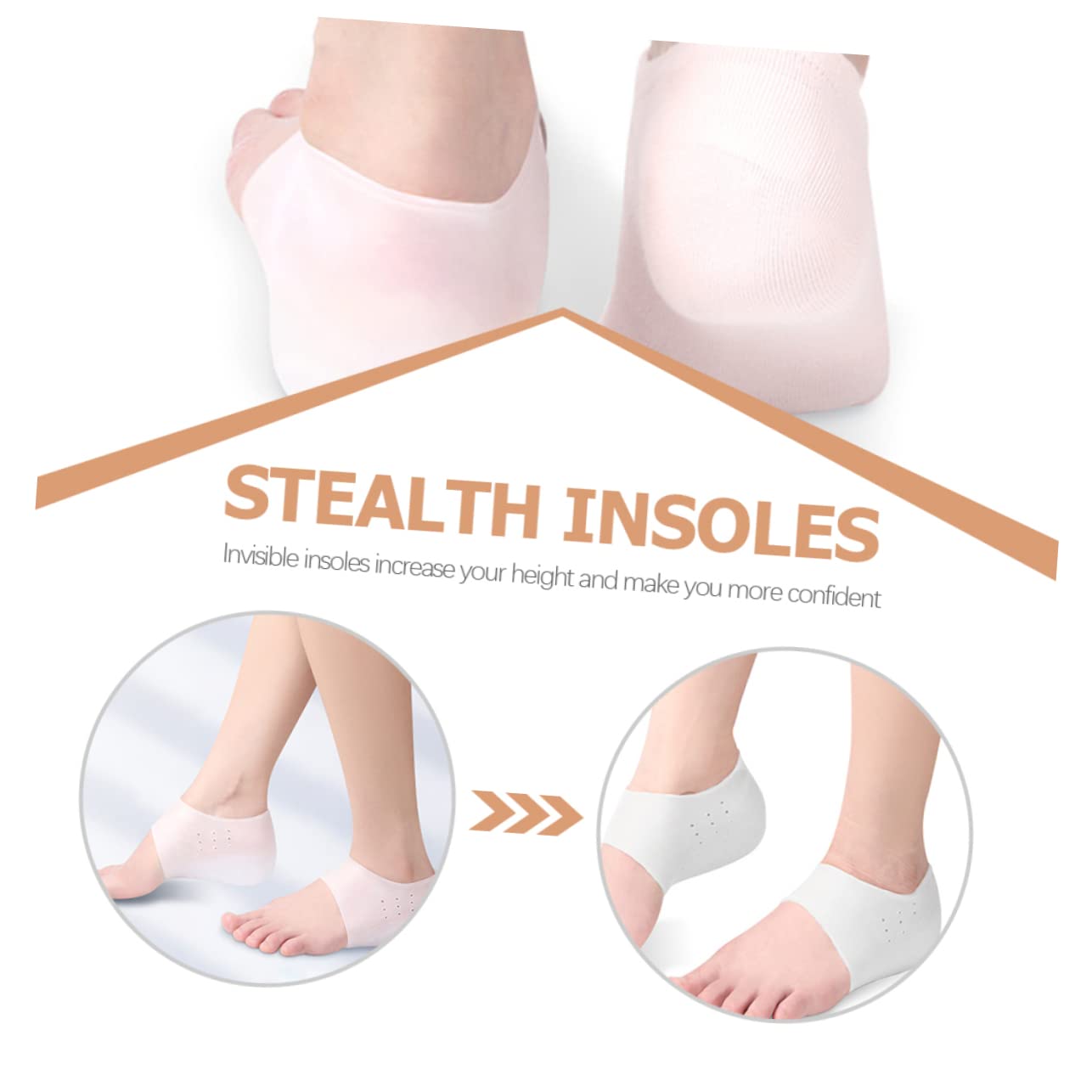 Didiseaon Visible Sock Pad for Height Increase Heel Pads Breathable Heel Socks Inserts