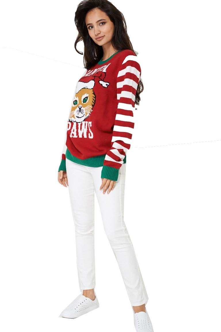 Unisex Ugly Christmas Cat Santa Paws Sweater Novelty Xmas Jumper. Sizes: M.L.XL.