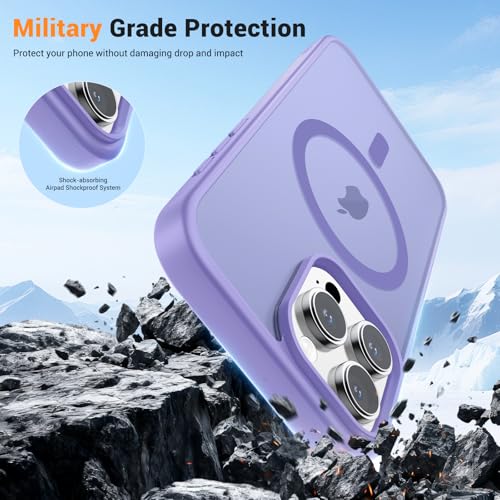 Coque iPhone 16 Pro premium mate translucide violette avec aimant fort