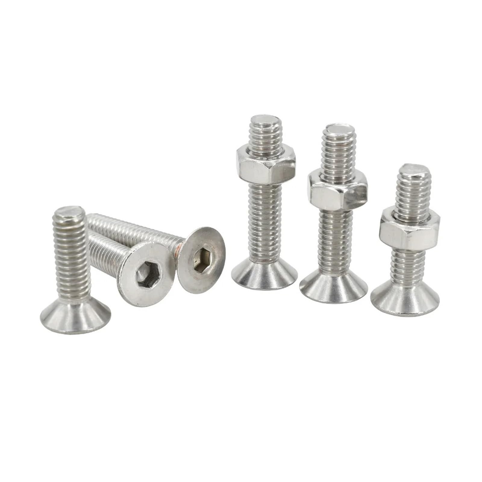304 Edelstahl-Innensechskant-Senkkopfschrauben-Mutter-Unterlegscheiben-Satz M2-M6(M3M4M5 (345Pcs))