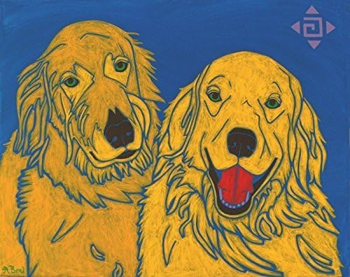 Dynamic Duo Golden Retriever Art Print - Dog Pop Art by Angela Bond