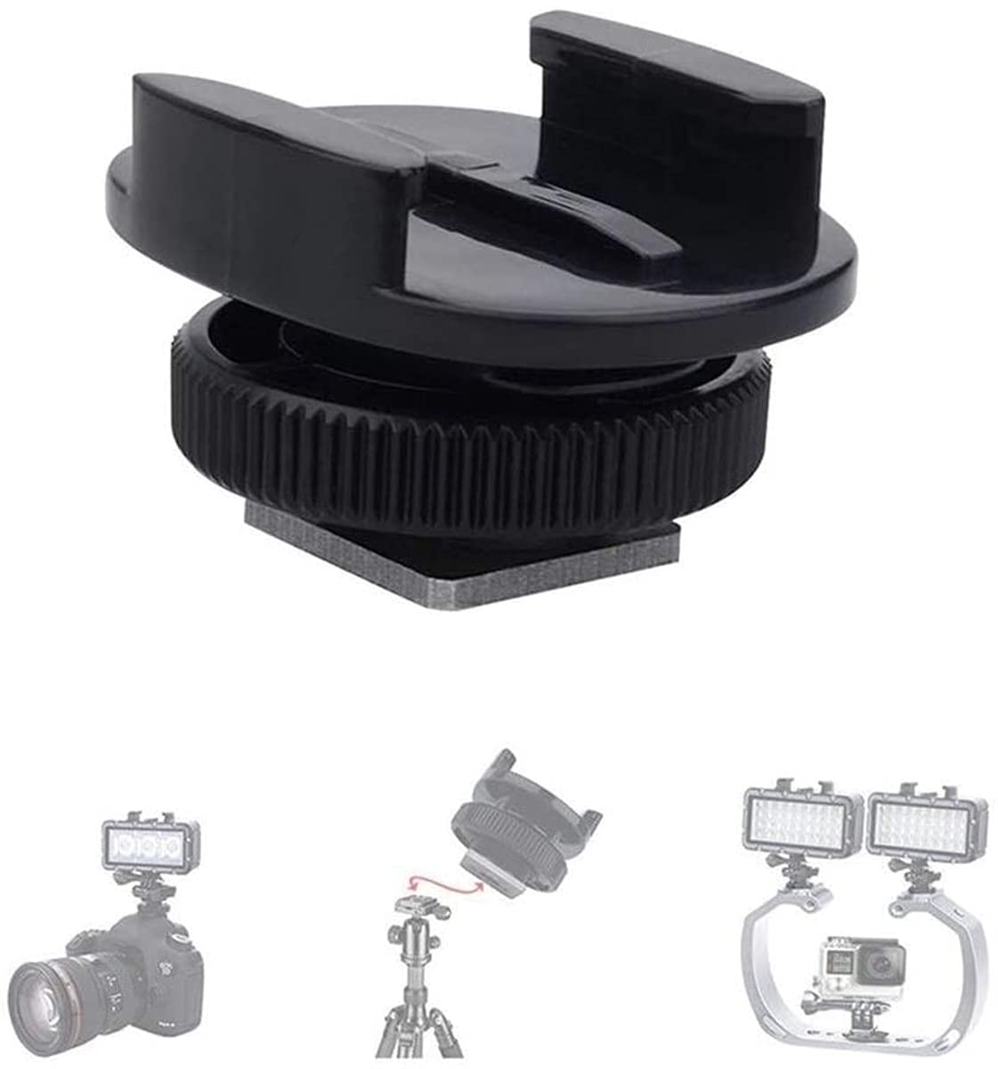 eWINNEReWINNER Cold Shoe Mount Light Adapter for SLR Camera And Other Action Cameras with 1/4 Threaded Hole (Black)