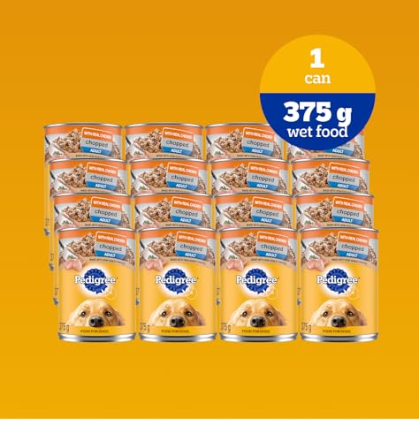 PEDIGREE CHOPPED Ground Adult Soft Wet Dog Food – With Real Chicken - 12x 375g (13 oz) Cans image 1