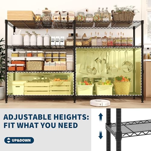Image of GarveeTech 4-Tier Storage Shelves Metal Shelving Unit 13.8 inch D x 59 inch W x 59.5 inch H, 1060 LBS Heavy Duty Wire Shelving, l-Shaped Storage Rack with Adjustable Shelf for Home, Pantry & Warehouse