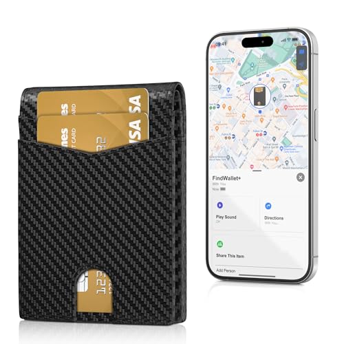 Auskang Smart Wallet For Men with Tracker, Works with Apple Find My, Slim Minimalist Leather Wallet For Men, RFID Blocking, Credit Card Holder, Not For Android (Grid pattern)