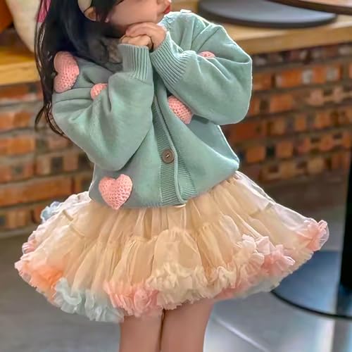 Riclena Girls Cardigan Sweater V-Neck Long Sleeve Cute Front Button Knit Sweetheart Sweaters4