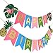Hawaiian Birthday Party Decoration for Luau Summer Pool Party Glitter Gold Birthday Banner for Aloha Party Coconut Palm and Beach Party Happy Birthday Banner Photography Props