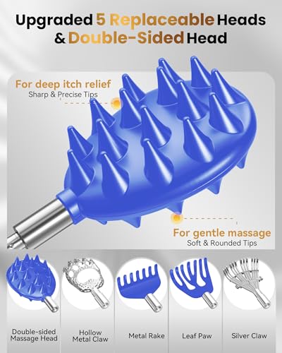 Image of Telescoping Back Scratcher with 5 Detachable Heads, Fathers Day Dad Gifts for Husband, Dad, Men, Women, Practical Birthday Gifts for Men, Adults with Gift Box