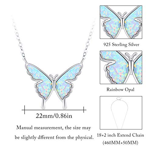 CUOKA MIRACLE Opal Butterfly Necklace for Women 925 Sterling Silver Dainty Cute Butterfly Charm Jewelry Delicate Pendant Butterfly Necklace Birthday Christmas Gift for Wife Girlfriend Mom Teen2