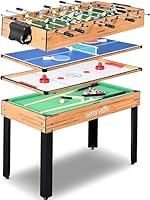 SereneLife 4-in-1 / 5-in-1 Multifunktionstisch – inkl. Billardtisch, Tischtennisplatte, Tischkicker, Kickertisch, Airhockey Tisch, Shuffleboard & Bowling Tische – Spieltisch Kinder & Erwachsene