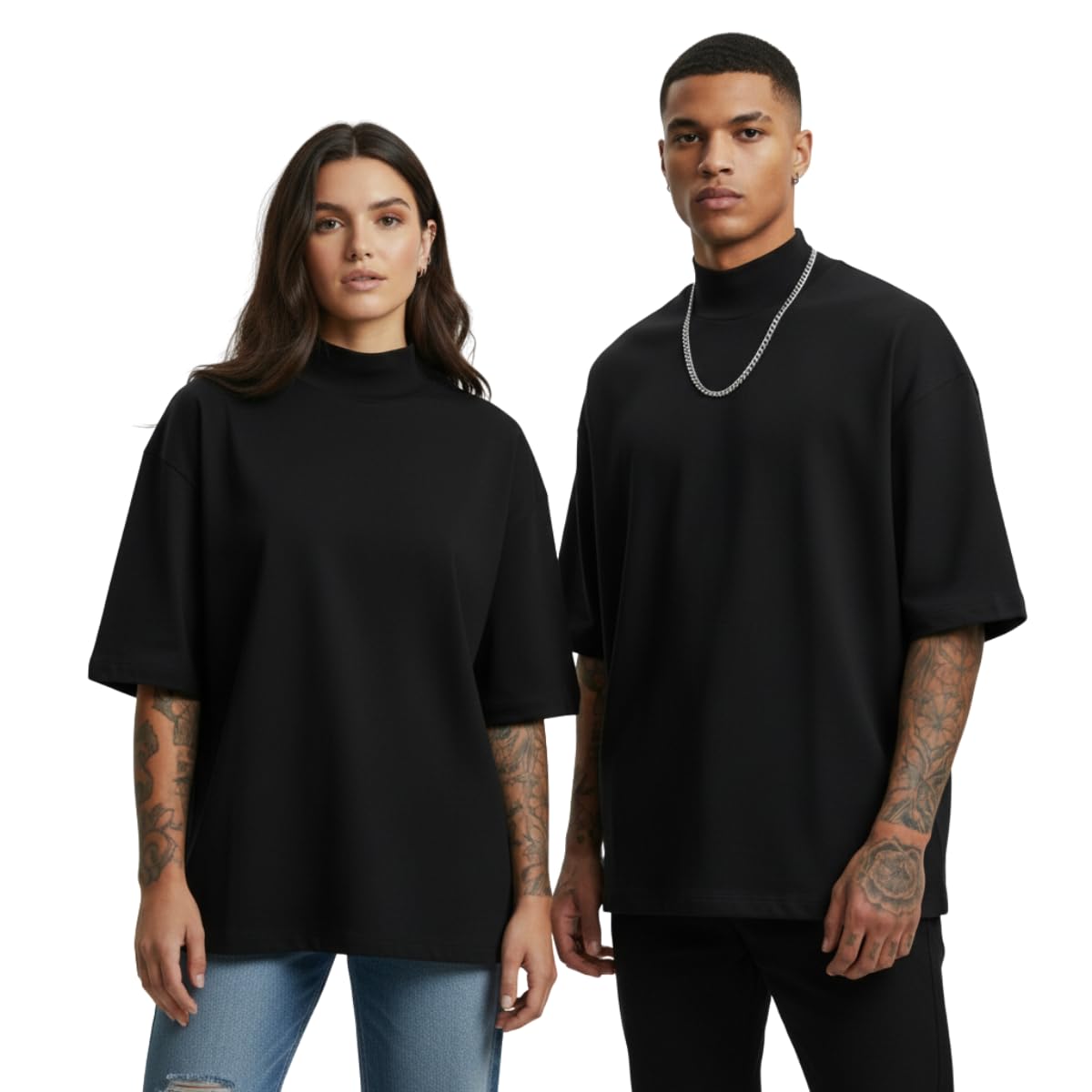 Camiseta Oversized Unissex 100% Algodão Premium Fio 30.1, Camisa Larga Streetwear, Conforto Sem Etiqueta, Gola Alta