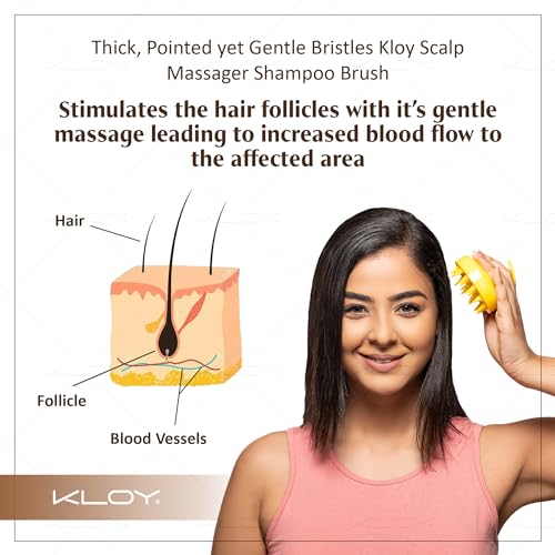 Image of KLOY Round Hair Scalp Manual Massager Shampoo Hair Brush, Super Soft Bristles for Exfoliating, Anti-Dandruff (Yellow)