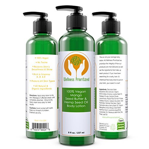 Vegan Hemp Seed Oil & Mango Seed Butter Face, Hand, & Body Lotion by