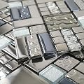 Adedeo Glass Mosaic Tile Grey and Silver 12 x 12 Inch for Kitchen Backsplash Bathroom Wall (5-Pack, 5 sq.ft.)