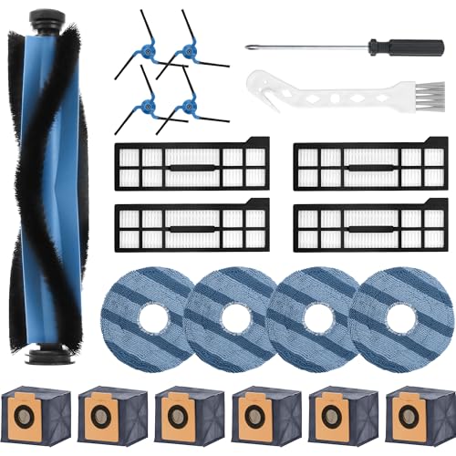 21 Pack compatible with Eufy X10 Pro Omni Robot Vacuum Accessories, 1 Main Roller Brush, 6 Dust-Bags, 4 Side Brushes, 4 Mop Pad, 1 Cleaning Brush, 4 Filters LUXRILIX