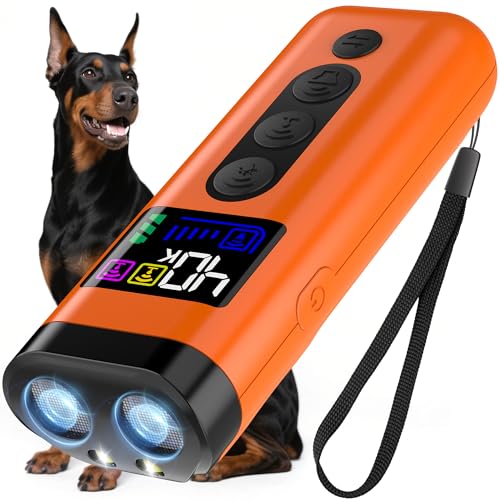 ZUIBAS Dog Bark Deterrent Device 65FT Range Anti Barking Device for Dogs Stops Neighbors Dog Barking with 3 Ultrasonic Frequencies (25/30/40kHz) & 5 Sound Modes for Indoor & Outdoor Training