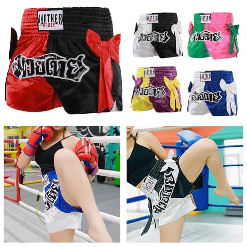 Pantalones cortos de boxeo de mezcla de fibra para adultos, ideales para MMA, Muay Thai y entrenamiento de fitness (XXXL negro rojo) - imagen 4