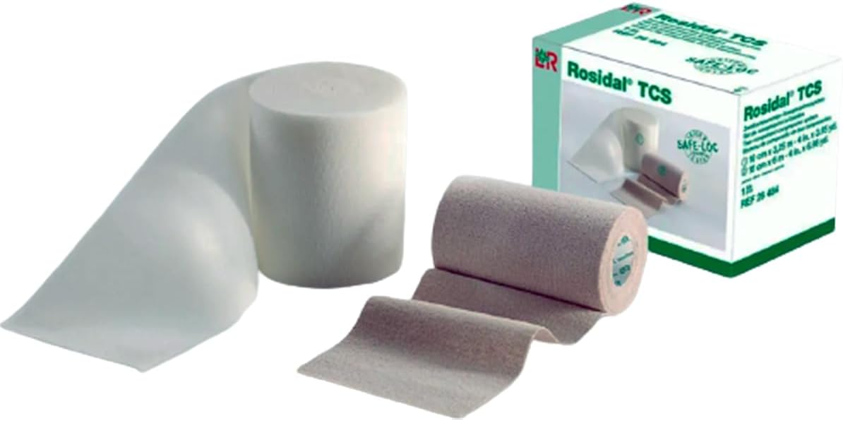 Rosidal TCS Compression Bandage Kit, Two Component System for Lymphedema & Swelling, Includes Rosidal SC Soft Wrap & Rosidal CC Cohesive Compression Wrap, Cotton & Polyamide Blends for Sensitive Skin