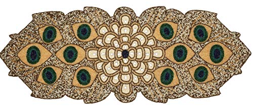 Beaded Table Runner 36Inch,Glitz Table Runner,Decorative Table Runner,Farmhouse Decor Table Runner,Rustic Bridal Shower Beaded Table Runner,Beaded Christmas Table Runner-13X36 Black White Gold Multi #TOP1