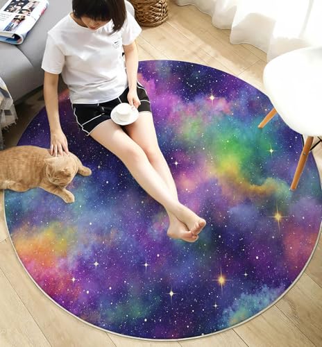 Tapis rond lavable pour éliminer les taches facilement dans la chambre - 6
