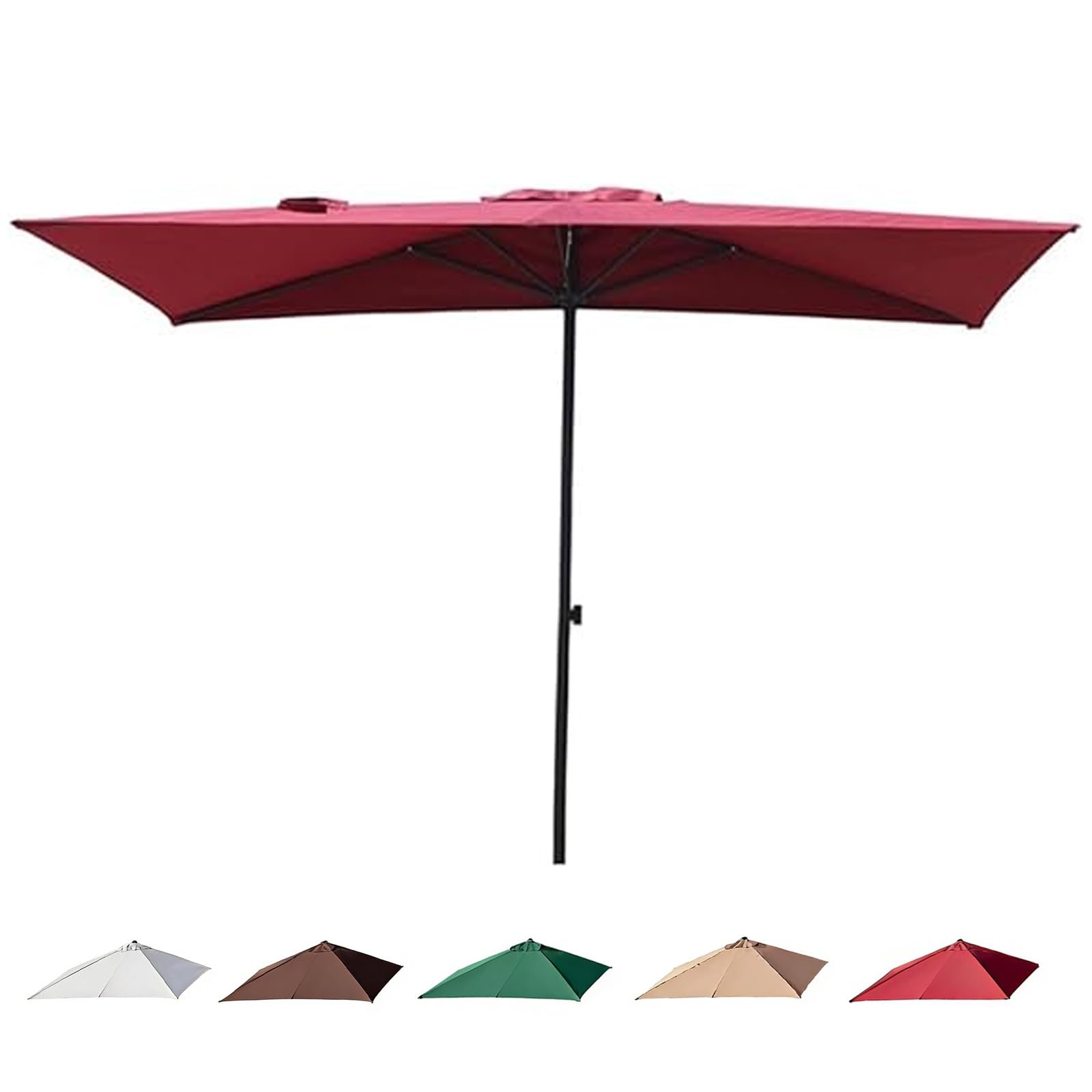 Rectangular 6.5/8/9ft Wall Half Parasol, Patio Umbrella for Outdoor Garden, Patio, Balcony Yard, Adjustable Height