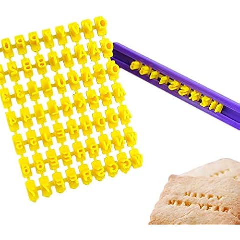 Juego de 72 sellos de galletas con número de alfabeto y letras en relieve Cover