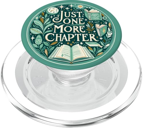 Just One More Chapter Bookish Book Reading Botanical Teal PopSockets PopGrip pour MagSafe