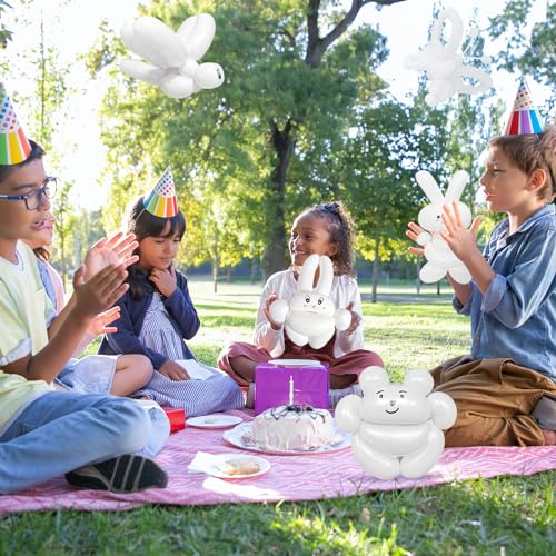 Image of LXZFCRG 260 Balloons White Long Ballons for Balloon Animals, 100pcs Twisting Ballons for Balloon Garland Animals Modeling Birthday Wedding Party Decorations (White)