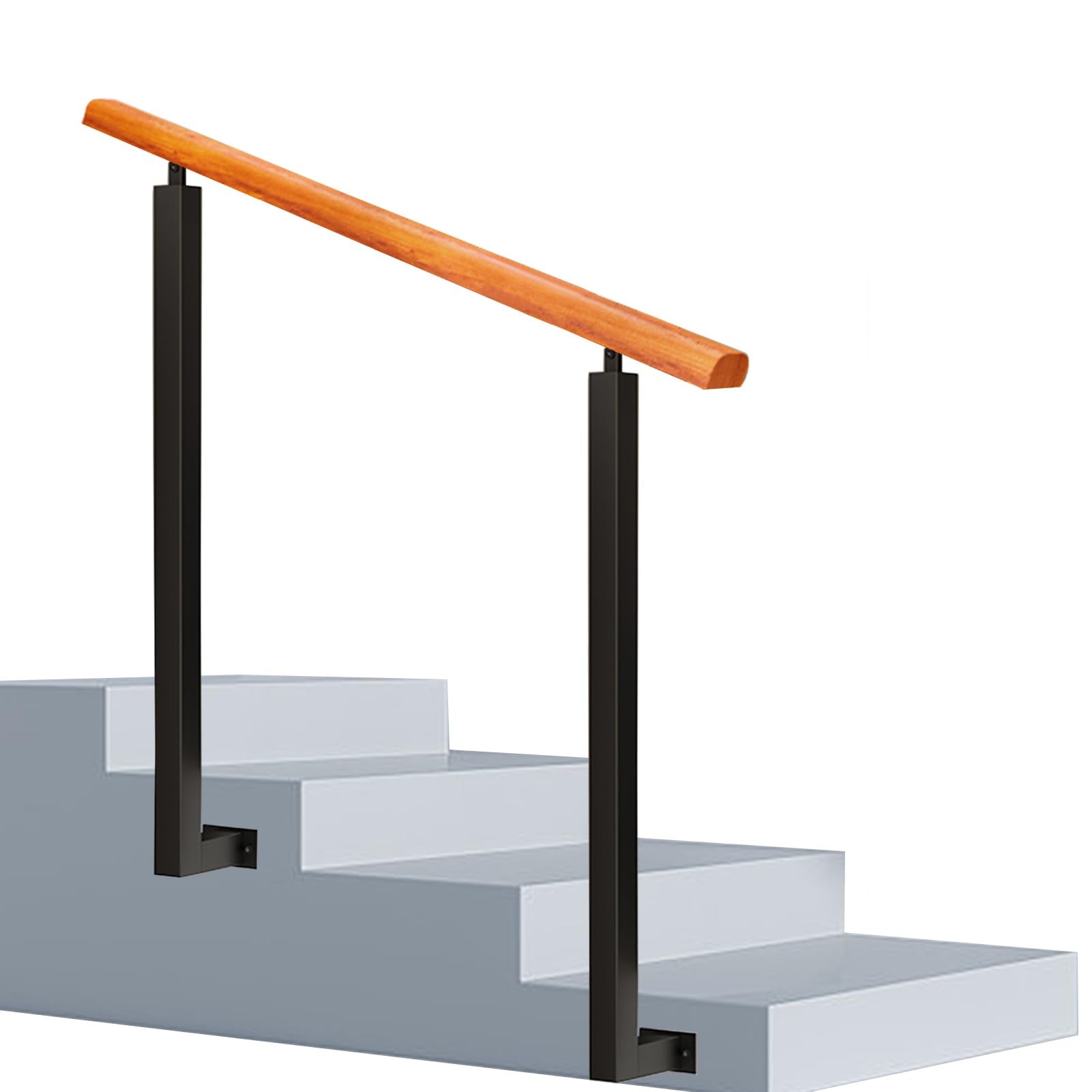 Garde-corps d'escalier double poteau haute stabilité pour marches de porche en béton