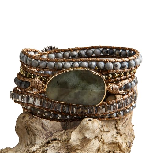 Image of Boho Stone Wrap Bracelet for Women,Turquoise Beaded Bracelet Jewelry Gift