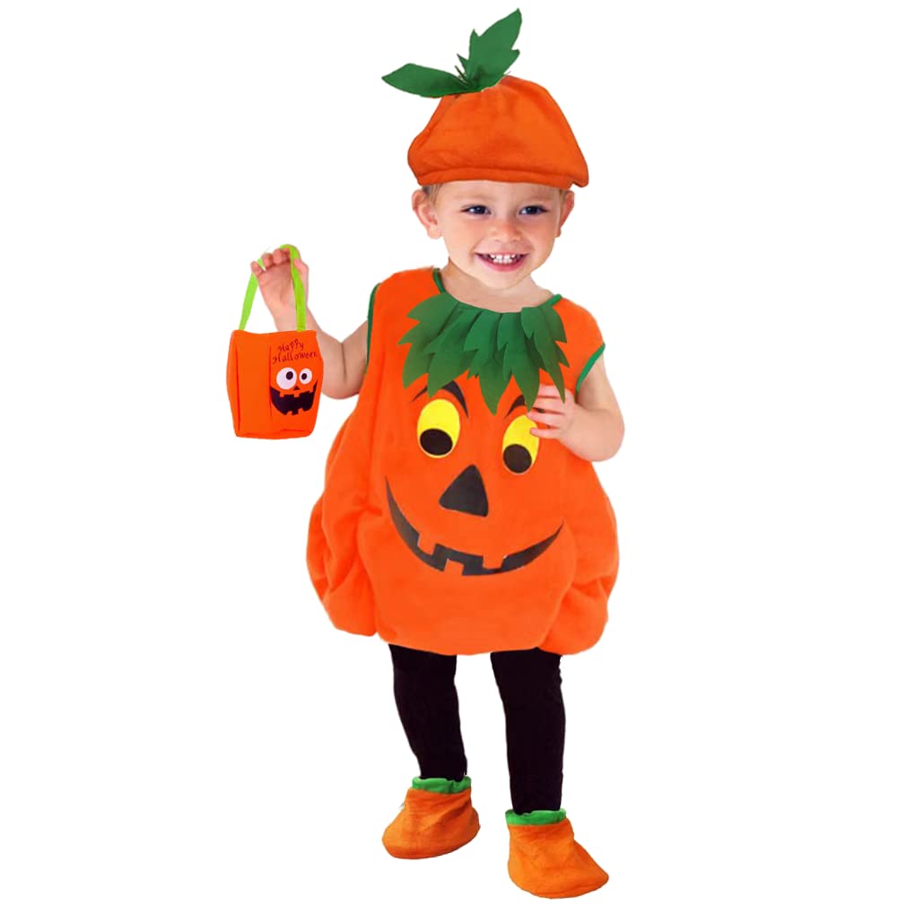 Generic Disfraz de calabaza para niños pequeños de Halloween, disfraz de cosplay, juego para niños, niñas