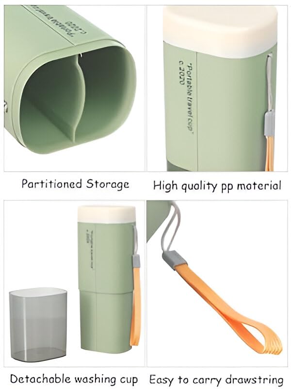 Image of Shopiable Store Shopiable Plastic Travel Toothbrush Case Cover | Multifunctional Toothpaste & Towel Holder | Portable Wash Cup Organizer Storage Container Box for Business Trips & Travel | Green