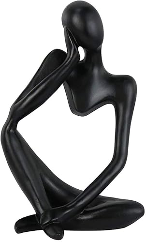 Estatua de escultura abstracta estilo pensador de resina, figuras coleccionables, decoración de escritorio para oficina en casa (negro, izquierdo,