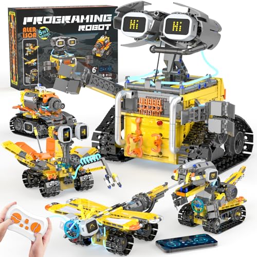 5in1 STEM Robot Building Kits for Kids 6-12, App & Remote Control STEM Dinosaur Tank Robot Building Toys for Kids, 890Pcs DIY Science Building Sets, Erector Sets for Boys Girls Birthday Xmas Gifts