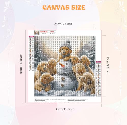 Image of QENSPE Diamond Art Kits for Adults, Puppy Diamond Painting Kits 30x30cm