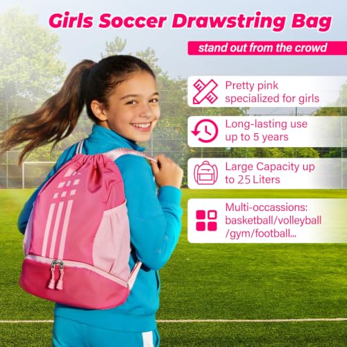 Image of Soccer Bag, Youth Drawstring Backpack for Volleyball Basketball Sports