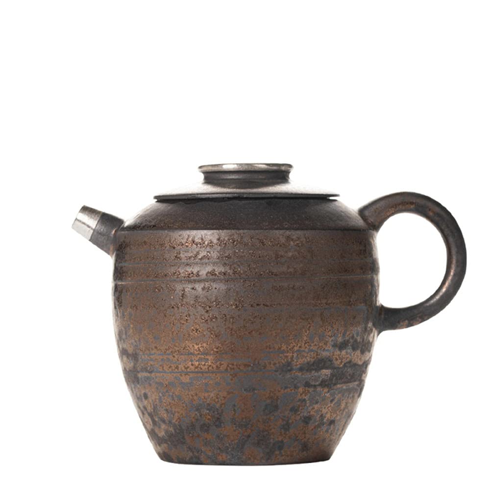 Tetera Juego De Té Teapot Tetera De Té Tea Kettle China Kung Fu Silver Bronce Cerámica Tetera De Cerámica 170Ml De Gres Dorado Dorado Tetera Kung Fu Juego De Té
