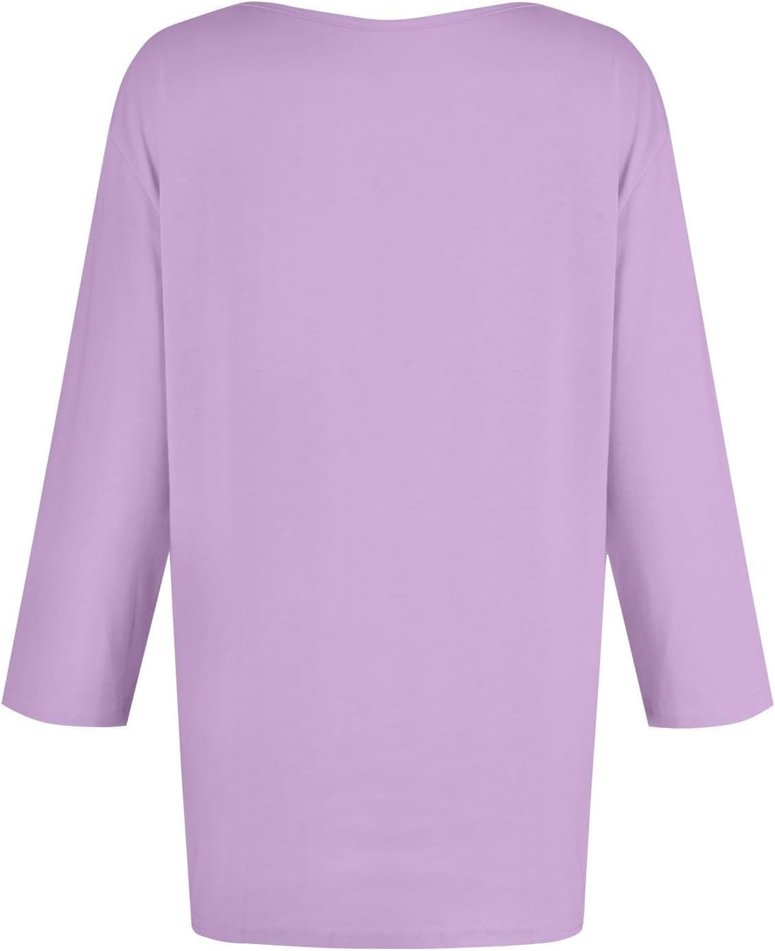 Womens Tops 3/4 Sleeve T-Shirts Summer Casual Notched V Neck Plain T Shirts Solid Color Loose Fit Dressy Blouses