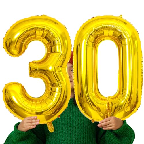Image of Gold Number Balloons Birthday Balloons - Giant Gold Number 30 Balloon 40 inch, Numbers Balloon 10th Birthday Decorations, Gold Party Supplies for Women Men