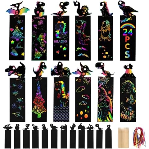 24 Pcs Scratch Art Bookmarks for Children Cover
