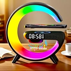 EQF LED Table Lamp with Wireless Charger, G Shaped Night Light Lamp with Bluetooth Speaker, Sunrise photo EQF LED Table Lamp with Wireless Charger, G Shaped Night Light Lamp with Bluetooth Speaker, Sunrise