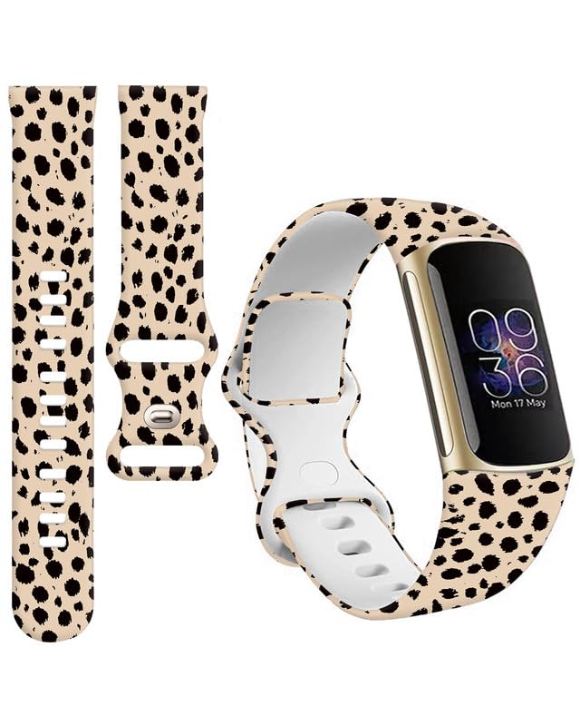 BOSPFJG Sport Bands Compatible with Charge 6 /Charge 5 for Women Men,Soft Waterproof Replacement Straps Wristbands for Charge Advanced Fitness Tracker(Abstract Modern Leopard)