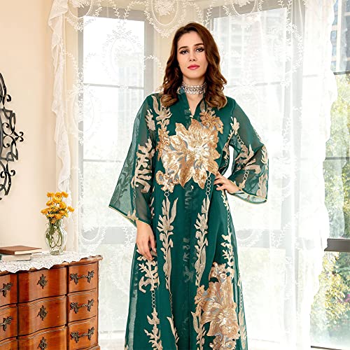 OBEEII Abayas for Women Muslim Applique Embroidery Long Sleeve Maxi Dress Loose Full Cover Islamic Dubai Robe Kaftan Abayas3