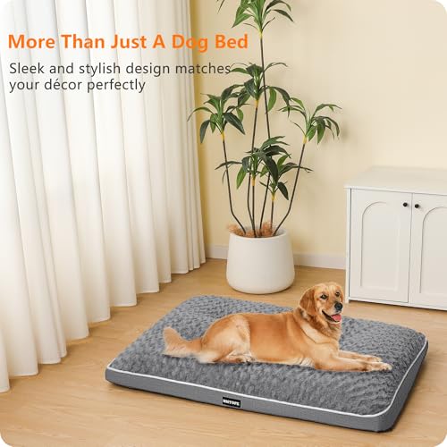 HMTOPE Orthopädisches Hundebett, Hundematte im Doppelstock-Design, Waschbar Hundekissen, Abnehmbar Hundekorb, 105 cm für Mittelgroße Hunde, Mittelgrau