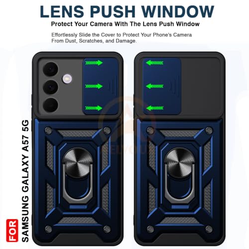 Image of Armor Bumper Back Cover Case for Samsung Galaxy A57 5G | Rotating Camera Cover, Ring Holder & Kickstand | Heavy Duty & 360 Degree Protection Back Cover for Samsung Galaxy A57 5G (Blue)