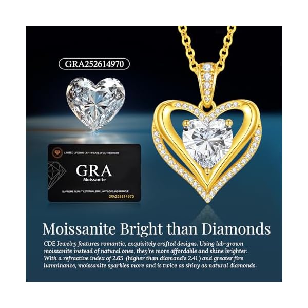 Moissanite Infinity Love Heart Pendant Necklaces for Women, 1-3 Carat 925 Sterling Silver 18K Gold Plated Engraved with"I LOVE YOU', Anniversary Birthday Present Jewelry Gift for Women Wife Girlfriend Her - Image 5